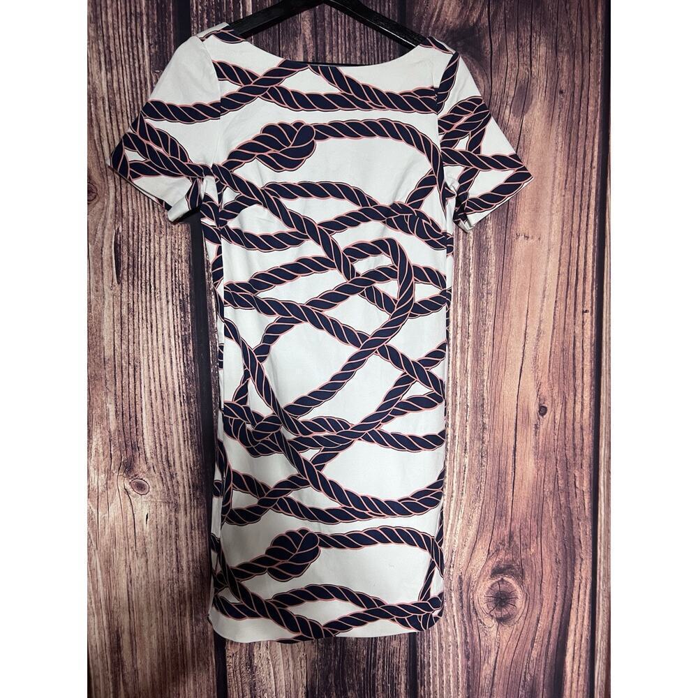 ANTHROPOLOGIE MAEVE DRESS NAUTICAL SZ 6 PREPPY SHORT PEACH BOW OPEN BACK SHIFT